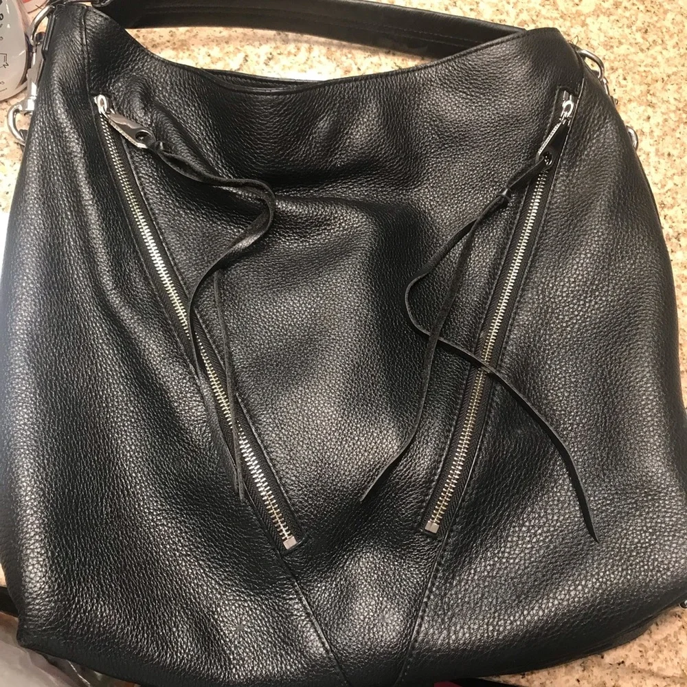 Used Black Leather Moto Crossbody Rebecca Minkoff - Picture 2 of 5
